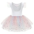 thumbnail image 3 of IBTOM CASTLE Toddler Kids Girls Sequins Star Ballet Dance Dress with Glitter Tutu Skirted Leotard Colorful Mesh Ballerina Dancewear 3-4 Years White, 3 of 8