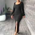 thumbnail image 5 of VKEKIEO Sexy Dresses For Women Sun Dress Crew Neck Long Sleeve Solid Black XXL, 5 of 9
