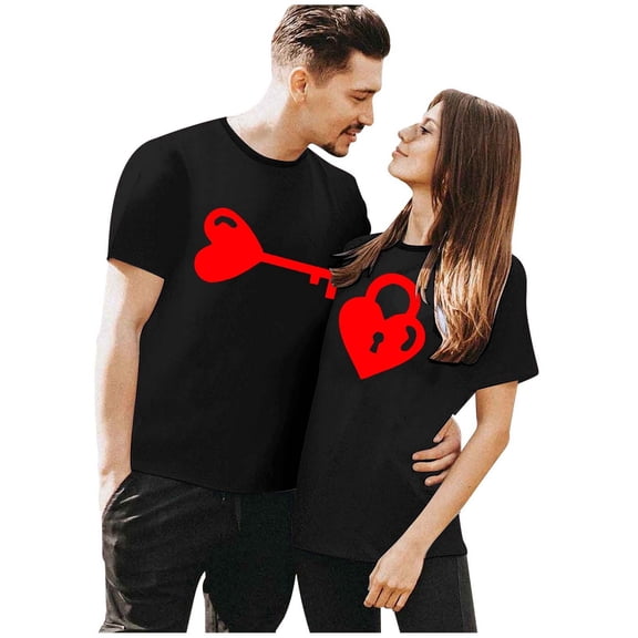 FASHOFT Valentines Shirts for Men Matching Couples Long Sleeve Shirt Valentines Day Gifts for His and Her Black L