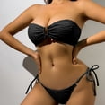 thumbnail image 4 of Conjunto de Bikini con cordones para mujer, traje de baño Sexy de 4 piezas, de manga larga, liso, con falda, novedad, 4 of 5