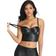 thumbnail image 3 of MANIFIQUE Women's Spaghetti Straps PU Leather Bustier Crop Top, 3 of 8
