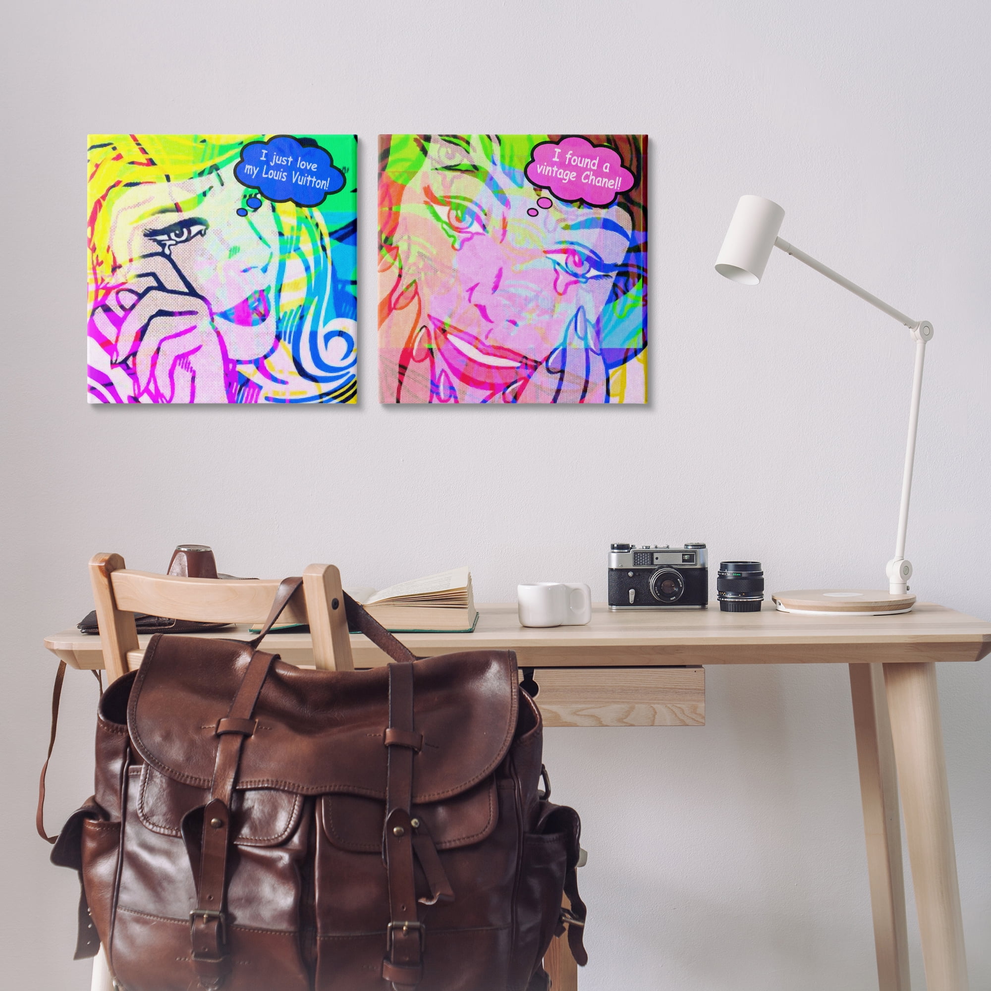 Stupell Industries Crying Comic Fashionistas People Painting Wrapped Canvas Art Print Wall Art, 17 x 17, Set of 2