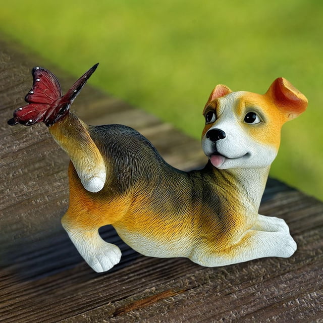 Estatua moderna de mariposa para perro, escultura de Animal Artware, perro de resina que juega con mariposa para decoración de , perfecl Cachorro estatua