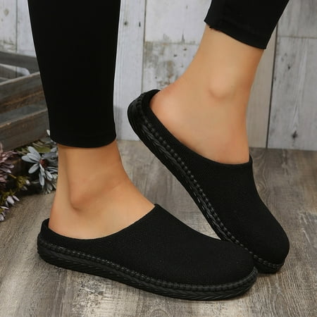 

Cathalem Women Casual Shoes Wide Width Fashion Women Casual Shoes Flat Bottom Non Slip Soft Round Toe Solid Color Half Slipper Shoes Black 6.5