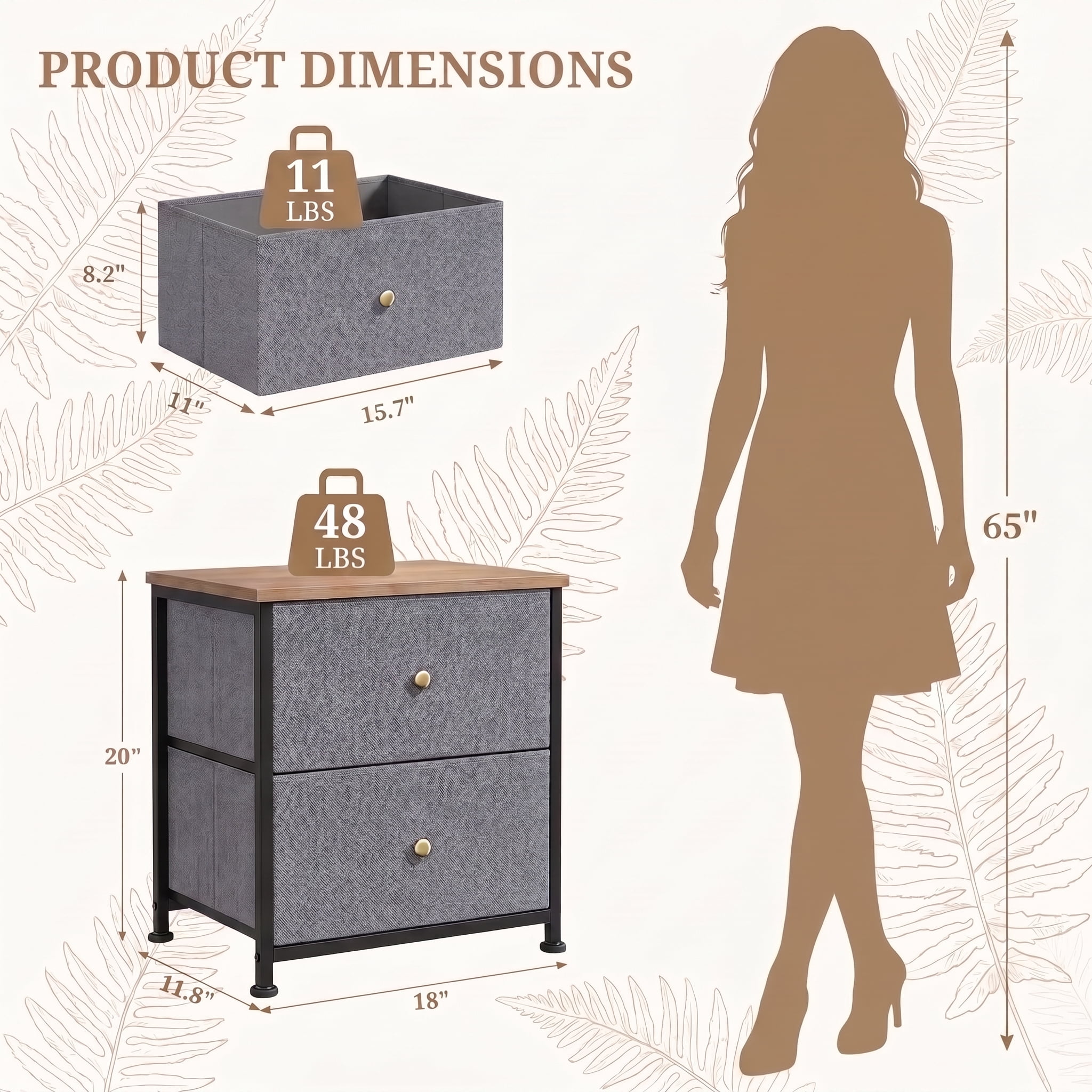 TrumanPick 2-Drawer Fabric Storage Dresser, Fabric Nightstand for Bedroom Set of 2, Small Dresser for Closet Dorm 11.8"D x 18"W x 20"H, Blue