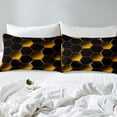 thumbnail image 4 of YST Housse de Couette Géométrique Nid d'Abeille Ensemble de Literie pour Enfants Garçons Filles Forme Hexagonale 3D Néon Couvre-Lit Orange Noir Collection Chambre 2 Pcs Taille Tout-Petit, 4 of 6