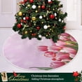 thumbnail image 6 of FMSHPON Mother's Day Beautiful Spring Pink Tulips Flower Leaves Xmas Christmas Tree Skirt Stand Mat for Holiday Party Decoration Indoor Outdoor 36 inches, 6 of 6