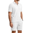 thumbnail image 2 of Clossjun Summer Beach Outfits 2 Piece Short Sleeve Shirts for Male Shorts Vacation Outfits Sets for Men, 2 of 6
