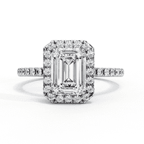 Gemone 2.50 Carat Radiant Cut Halo Diamond Engagement Ring, 14k White Gold