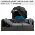 thumbnail image 4 of Patio Sectional Daybed, Outdoor Wicker Furniture Set with Retractable Canopy, Sectional Sofa Set w/Height Adjustable Table & Cushions for Patio Deck Poolside Garden Backyard, 4 of 10