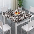 thumbnail image 3 of Black White Geometric Pattern Square Fitted Tablecloth with Elastic Edge,Square Table Cover,Washable Elastic Table Cover for Home Kitchen Party Decor 36"x36", 3 of 6