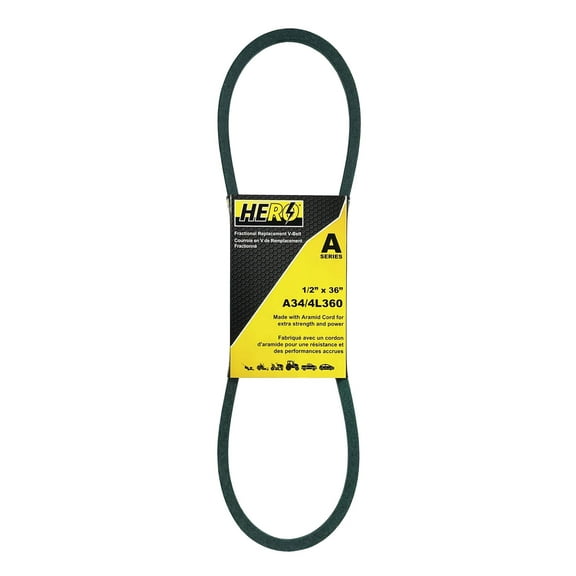 HERO® 1/2 inch x 36 inch Aramid Kevlar Lawn Mower Belt Replacement For Reference A34 4L360