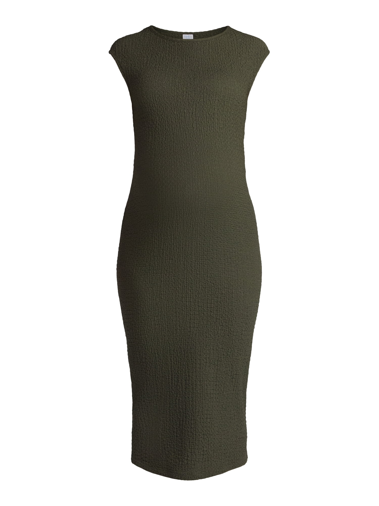 Time and Tru Maternity Women's Textured Dress with Cap Sleeves, Sizes S-XXL