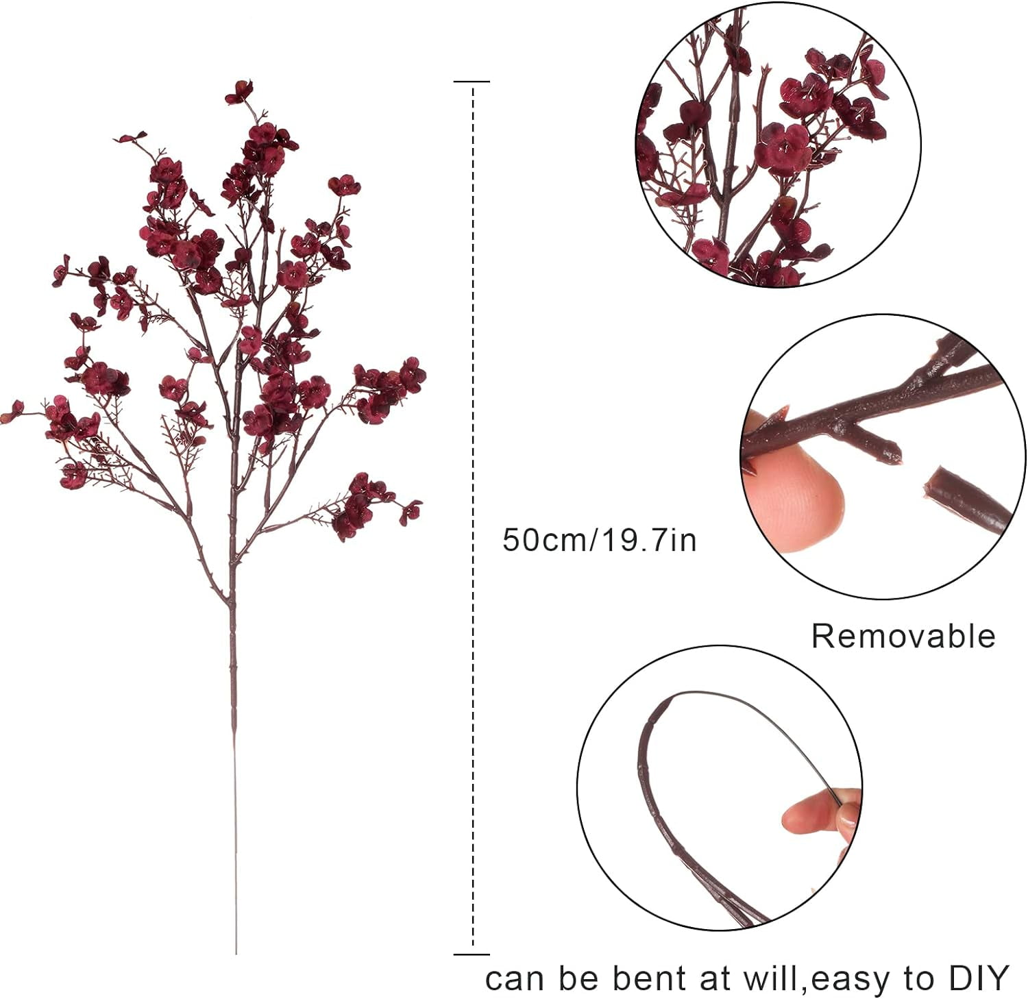 Babys Breath Artificial Flowers Bulk Real Touch Flowers Fake silk Flowers Bulk for Home Kitchen Fall Indoor Bouquet Floral Arrangement Table Centerpieces Festival Party Decor (Autumn Red)