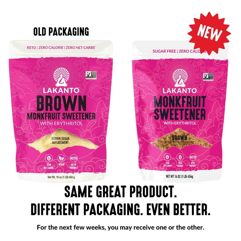 Lakanto Brown Monk Fruit Sweetener - Brown Sugar Substitute, Zero Calorie, Baking, Vegan, Keto Diet Friendly, Zero Net Carbs, Gluten Free, Sugar Replacement, Extract (Brown - 1 lb)