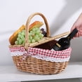 thumbnail image 3 of Country Style Wicker Picnic Basket Hamper with Lid and Handle & Liners for Picnics, Parties and BBQs, 3 of 9