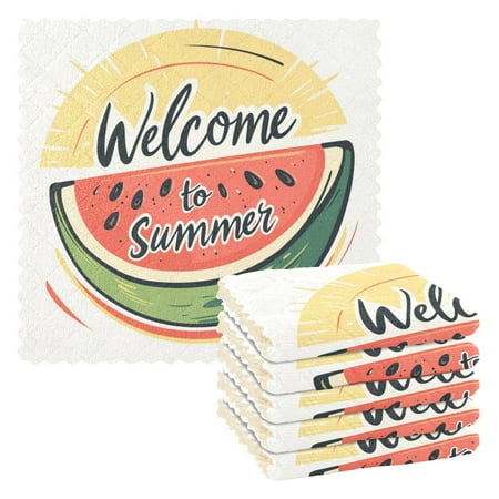 

Watermelon Welcome To Summer Dish Cloths Quick Drying Dish Towels Reusable Cleaning Cloths Set of 6 for Kitchen Countertop Car 11 x 11