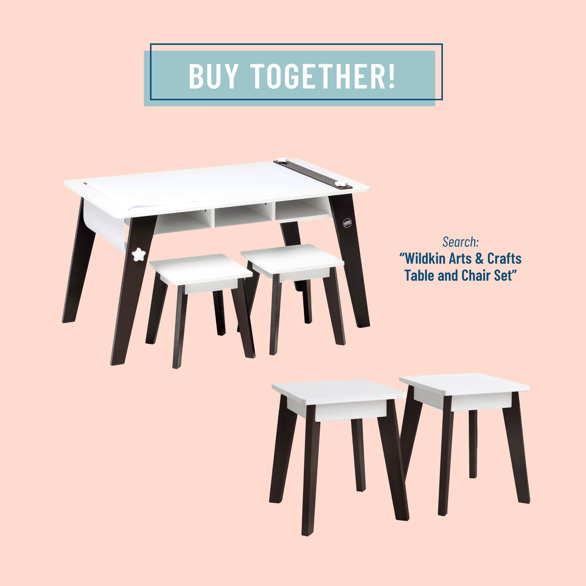 Wildkin Kids Arts & Crafts Table Stools (2) - Espresso