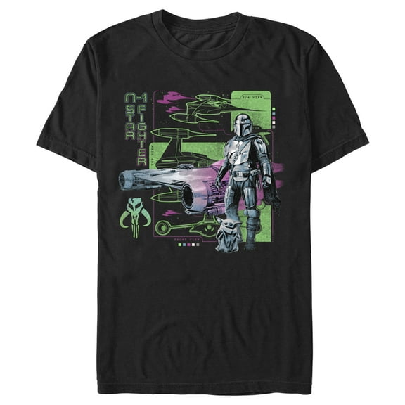 Men's Star Wars: The Mandalorian N-1 Starfighter Poster Graphic Tee Black 2X Large