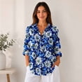 thumbnail image 5 of Nyfairy Plus Size Women's Floral Embossed Print Long Sleeve Button Down Casual Shirt, 5 of 5