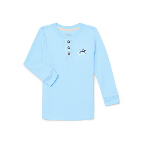 Garanimals Toddler Boys Waffle Henley Shirt with Long Sleeves, Sizes 18M-5T