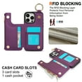 thumbnail image 6 of Allytechgroup iPhone 15 Pro Max Wallet Case, RFID Blocking Zipper Pocket Ring Holder Kickstand Bumper Shockproof Portable Durable Phone Case for Apple iPhone 15 Pro Max, Darkpurple, 6 of 8