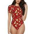 thumbnail image 2 of Goofa Fire Extinguisher Printed Women Rash Guard Short Sleeve,Tummy control Swimsuit Surfing Swimsuit Bathing Suit One Piece Swimsuit UPF 50-Medium, 2 of 9