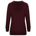 thumbnail image 4 of ATOYSOY Women's Fashion Pullover Pockets Long Sleeve Tees Drawstring Fall Winter Loose Hoodie Tops Crew Neck Sweatshirts Drawstring Outwear Casual Shirts Pockets Red L, 4 of 6