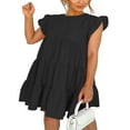 thumbnail image 1 of AMERTEER Robe Femme Manches à Volants Couleur Unie Vintage Ample Col Rond, 1 of 3
