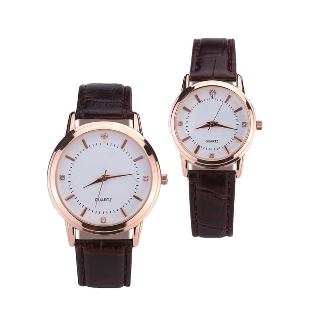 GOOHOCHY 2 relojes de cuarzo elegantes y modernos, sencillos y casuales, regalo para parejas (marrón para hombre y marrón para mujer).