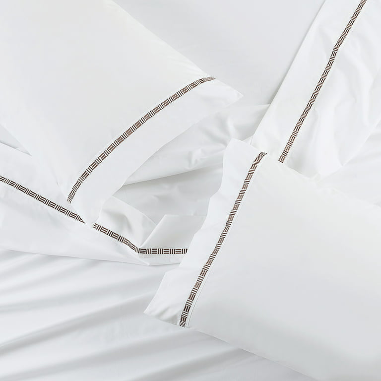 Hotel Grand Tencel Lyocell Cotton Blend Duvet Cover Set - White/Black - Full/Queen