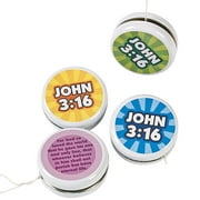 Fun Express John 3:16 Yo-Yo Party Favors - Inspirational Religious Toys for Gifts Events & Celebrations - Perfect for Religious Occasions Youth Groups & Church Events - 12 Pieces
