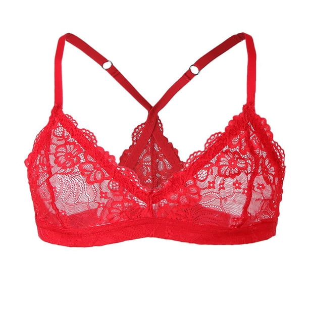 Encaje Bralette Sin Alambre Crossdress Ropa Interior Confortable rojo Yuyangstore Sujetador de encaje para hombre