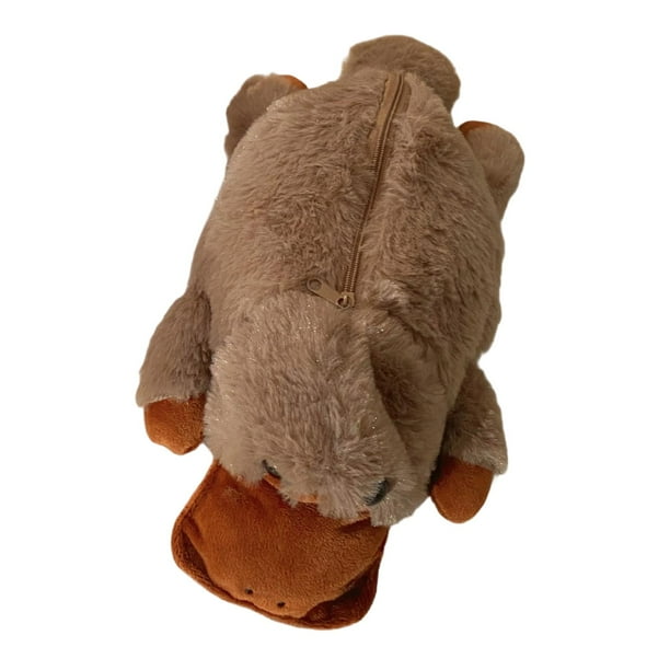 Estuche para lápices de animales de peluche, suave, con cierre de cremallera, para niños y niñas ornitorrinco