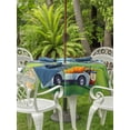 thumbnail image 3 of Outdoor Tablecloth with Umbrella Hole for Patio/Picnic/Party/Camping, Cartoon Golf Waterproof Table Cloth Round Cover Washable, Chic Country Green Trees Cabins Sports (Dia 54"), 3 of 8