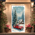 thumbnail image 4 of Plaid Theme Christmas Banner Snowy Trees Vintage Truck for Holiday Decoration Winter Party Home Decor, 4 of 9