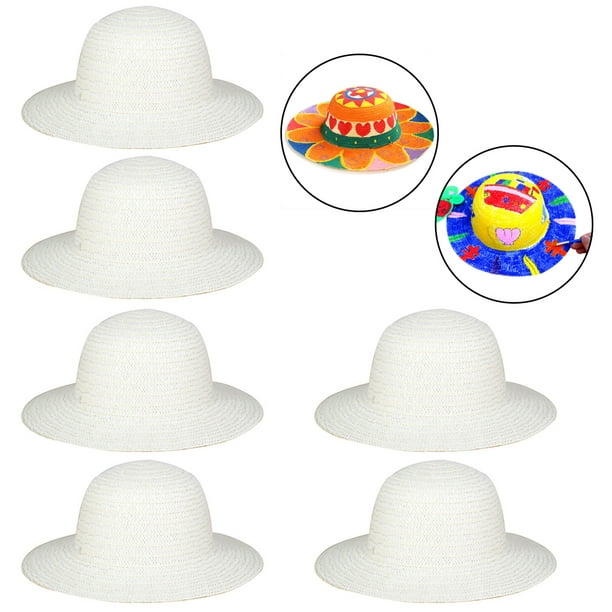 Coofit Kids Straw Hat Decorative Diy Painting Creative Beach Sun Hat Straw Bucket Hat Other