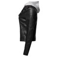 thumbnail image 3 of FashionOutfit Women's Casual Detached Hood Zipper Closure Notched Collar Leather Jacket, 3 of 5