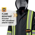 thumbnail image 3 of Pioneer Hi Vis Waterproof FR Rain Jacket - Lightweight Oil & Chemical Resistant Safety Coat for Work - Black, 3 of 9