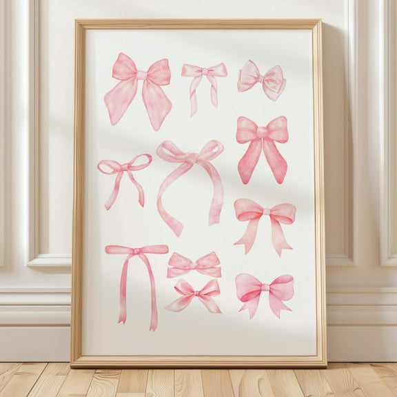 Pink Bow Art Print, Coquette Wall Art, Girly Nursery Decor, Trendy Pink Home Decor, Cute Bow, Girl Room Decor, Wall Art, Modern Wall Decor, 8x12 UNFRAMED