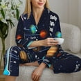 thumbnail image 4 of Goofa Solar System Printed Women’s 2 Piece Pajama Set Super,Pajamas Women's Long Sleeve Sleepwear Soft Button Down Loungewear Pjs Lounge Set Nightwear-XX-Large, 4 of 9