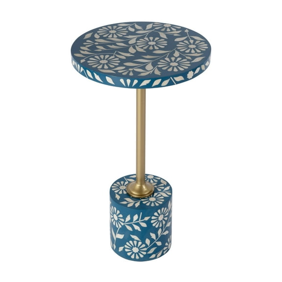 Butler Specialty Company Bethel 14" Round Bone Inlay Iron Side Table - Blue/Gold