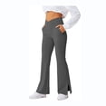 thumbnail image 2 of Pantalones deportivos de fitness de primavera para mujer, pantalones con cintura cruzada, pantalones acampanados divididos, 2 of 5