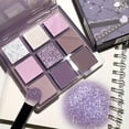 thumbnail image 3 of 9 Colors Eyeshadow Palette Matte Shimmer Glitter Purple Grey Smokey Style Cosplay Makeup, 3 of 5