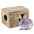 thumbnail image 2 of Frogued Woven Grass Straw Small Pet Rabbit Hamster Cage Nest House Chew Toy Foldable Bed, 2 of 9