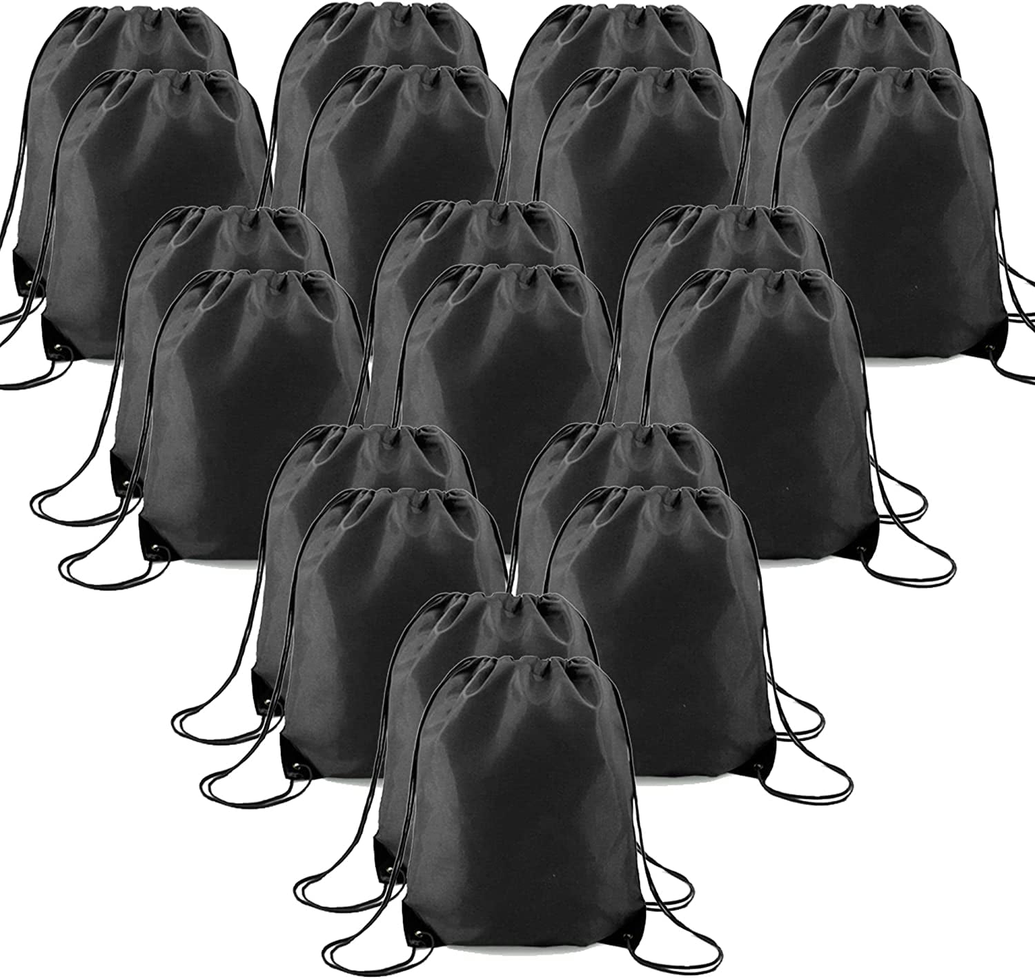 BeeGreen 20 Packs Black Drawstring Bags for Birthday Party Gym Sports