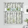 thumbnail image 2 of Country Farmhouse Curtains 36 Inch Short - 3 Panel Bohemian Floral Set with Vintage Botanical Print, Rod Pocket, 2 of 6