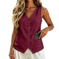 thumbnail image 6 of Gsakboxl Summer Tops for Women 2026 Old Money Style Pocket Button Down Cotton Linen Sleeveless Vest Loose Fit Lightweight Breathable Fashion Summer Layering Tank Top Blouse Wine Red 3XL, 6 of 7