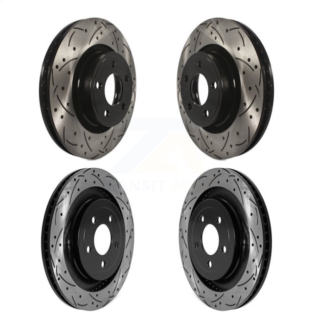 Front Rear Coated Drilled Slotted Disc Brake Rotors Kit For 2015 Ford Mustang EcoBoost Premium Without Performance Package KD-100575