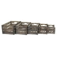 thumbnail image 5 of Contemporary Home Living Set of 5 Brown Solid Nested Slat Crates with Side Handles 20", 5 of 7
